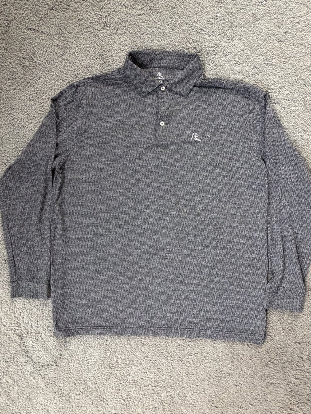 Rhoback Mens XXL Long Sleeve Gray Herringbone Performance Golf Polo Shirt - EUC